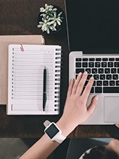 woman working at her desk