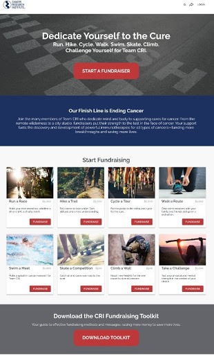 peer-to-peer fundraising landing page example