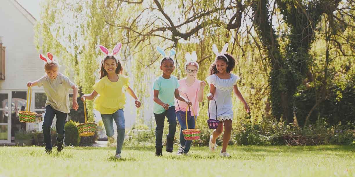 children on an easter egg hunt