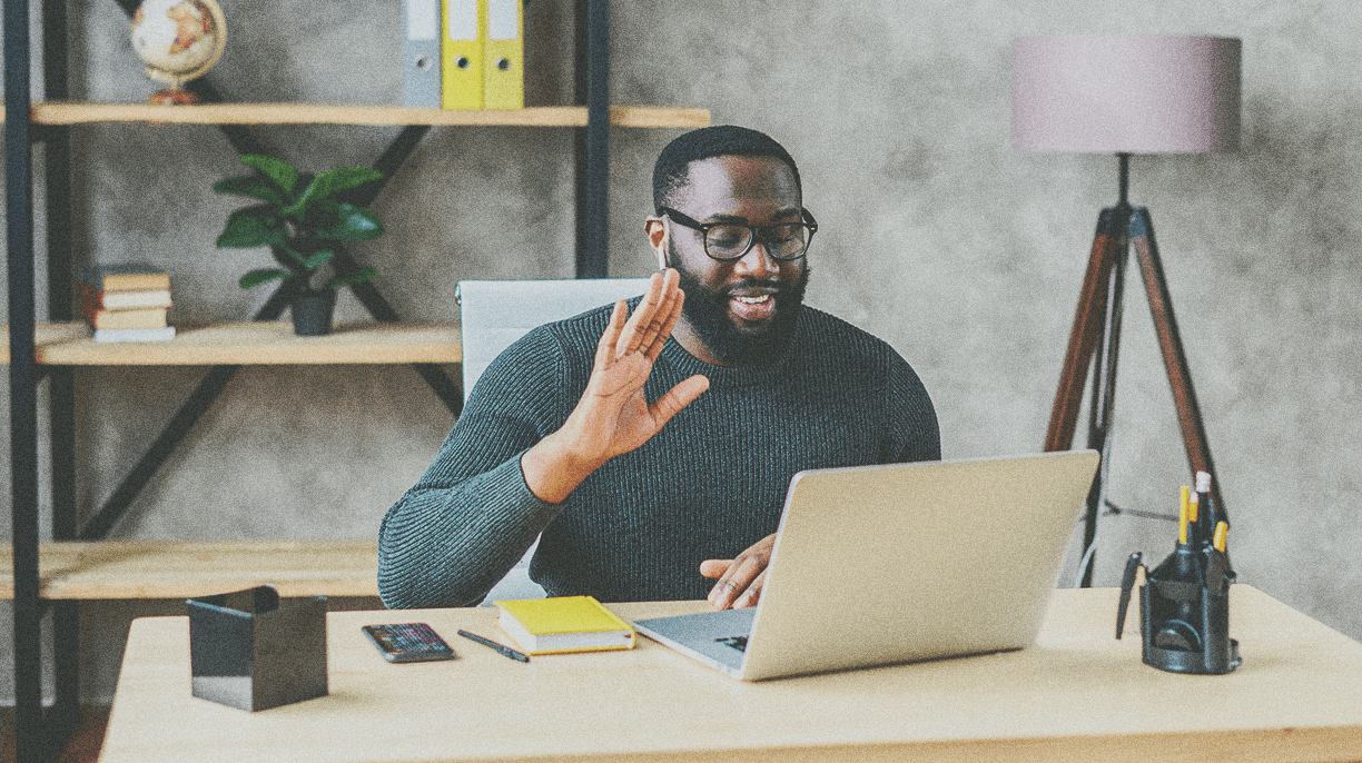 black man on video call