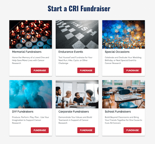 peer-to-peer fundraising landing page example