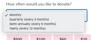 recurring giving frequencies