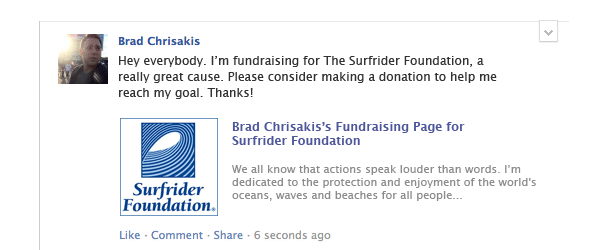 Image of Facebook post of person making a direct request for donations for social fundraising